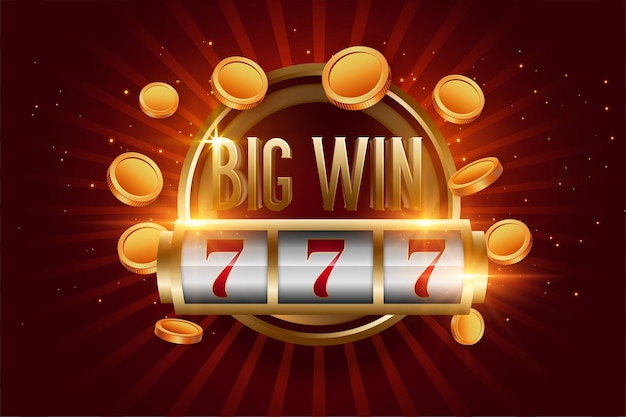 Realistic big win slot with golden coins Free Vector