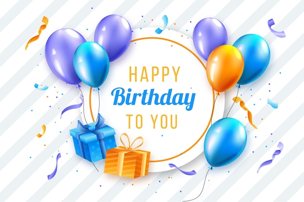 Realistic birthday background design Free Vector