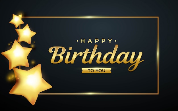 Premium Vector | Realistic birthday background theme with gold star ...