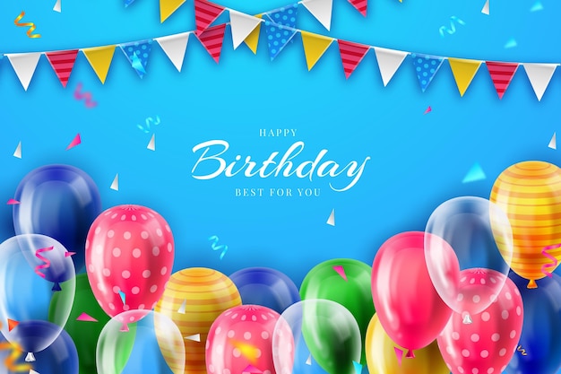 Premium Vector | Realistic birthday background theme