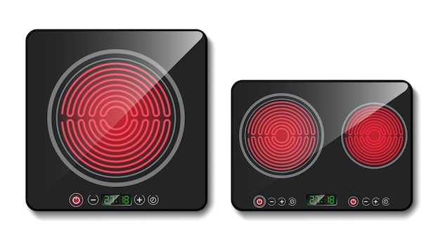 Realistic Black Induction Cooktops Or Glass Ceramic Cooking Panels