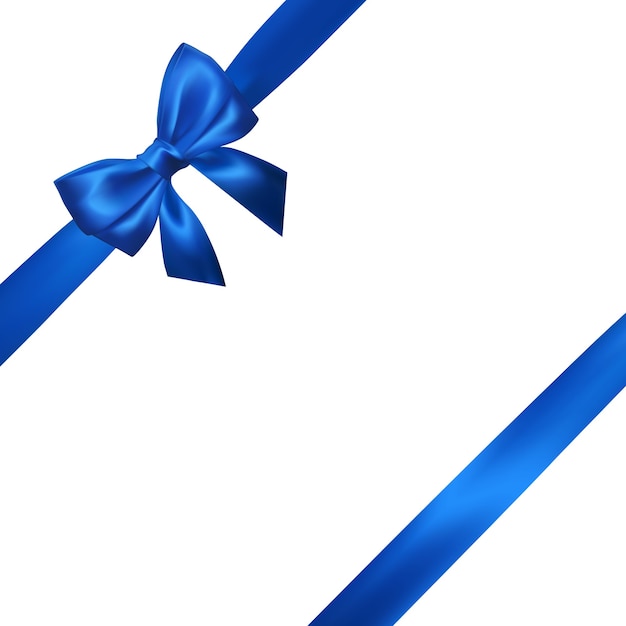 白で隔離の青いリボンとリアルな青い弓 装飾ギフト 挨拶 休日の要素 プレミアムベクター