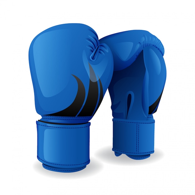 現実的な青いボクシンググローブアイコン分離 スポーツ用品 プレミアムベクター