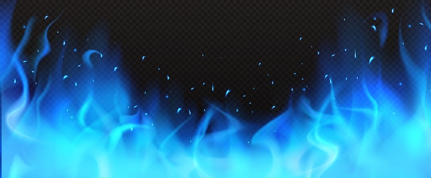 リアルな青い火の境界線 燃える炎のクリップアート 無料のベクター