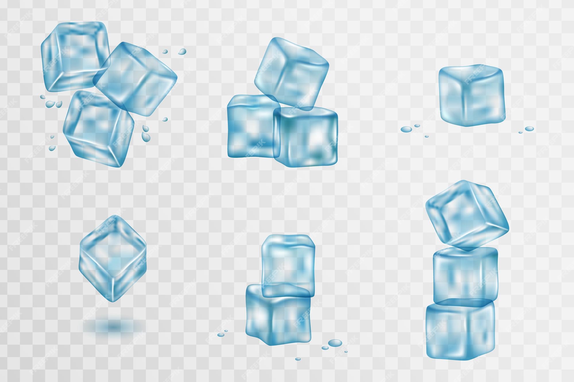 Premium Vector | Realistic blue solid ice cubes on transparent ...