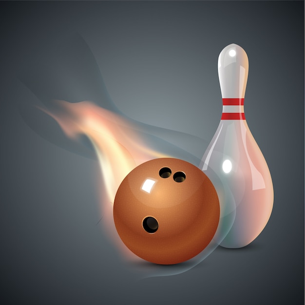 Premium Vector | Realistic bowling set on dark gray background. bowling