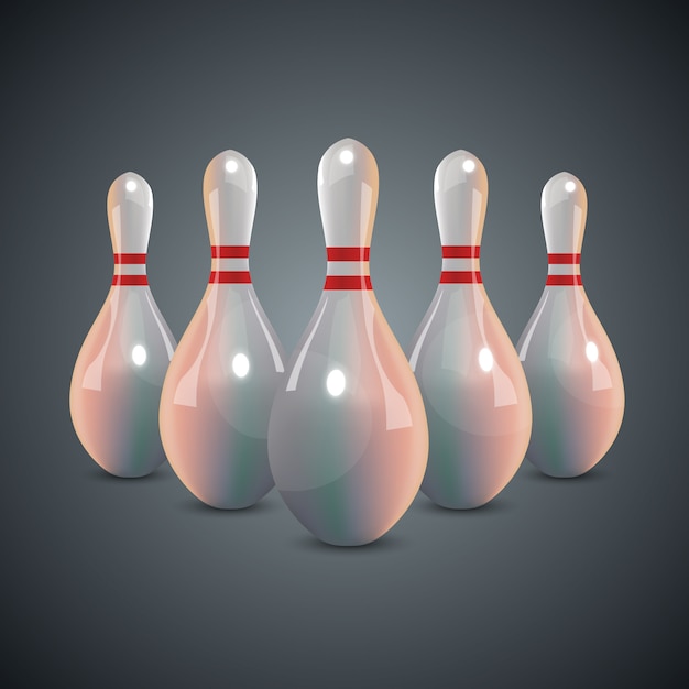 Premium Vector | Realistic bowling set on dark gray background.