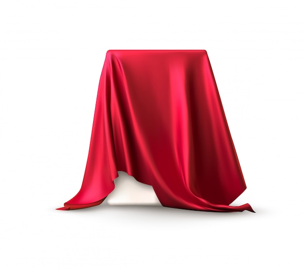 Premium Vector Realistic Box Covered With Red Silk Cloth