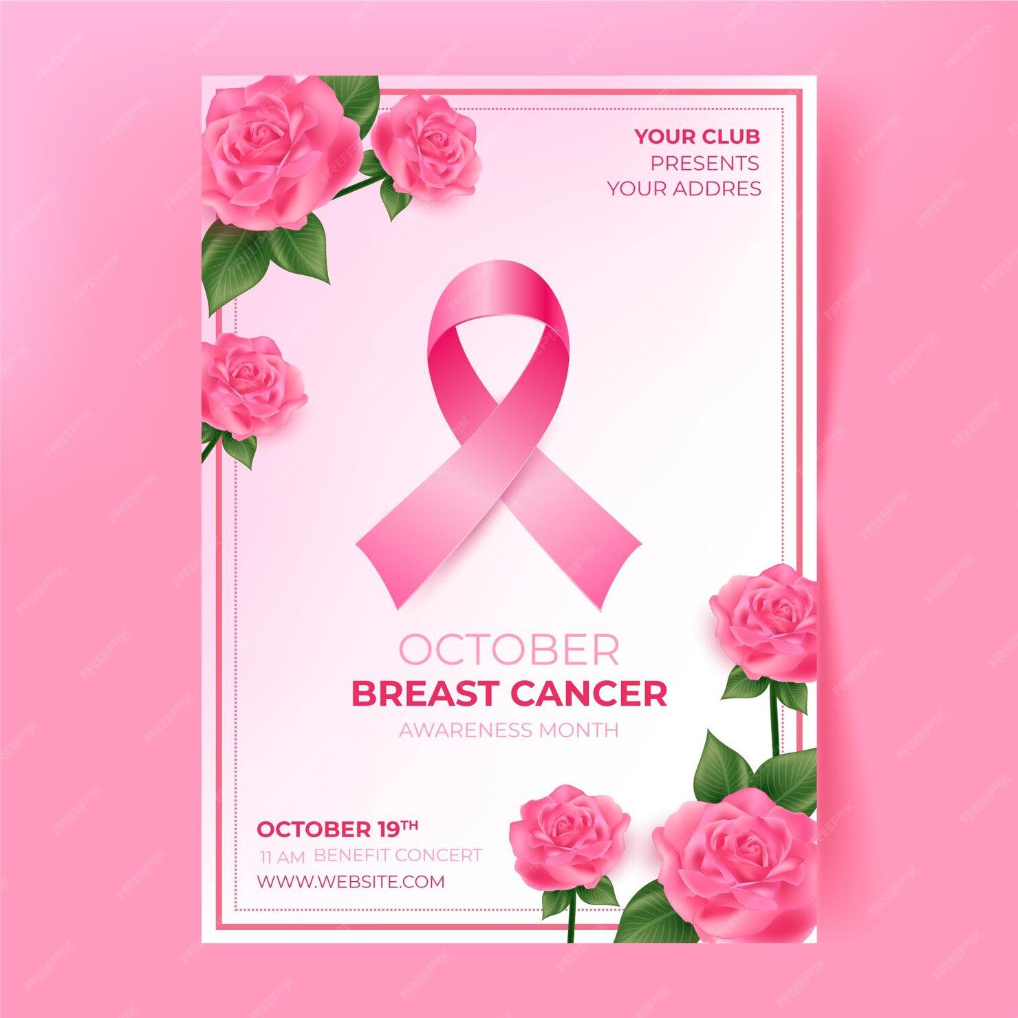 Free Vector Realistic Breast Cancer Awareness Month Vertical Flyer Template 4059