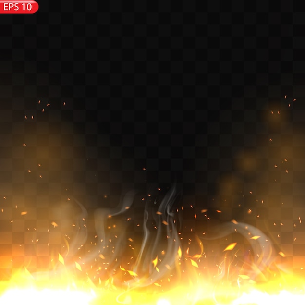 Premium Vector Realistic Burning Fire Flames Effect With Transparency