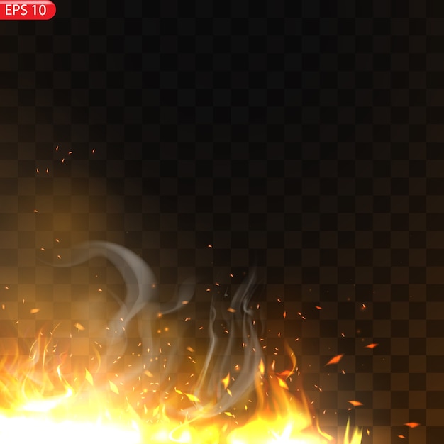 Premium Vector Realistic Burning Fire Flames Effect With Transparency