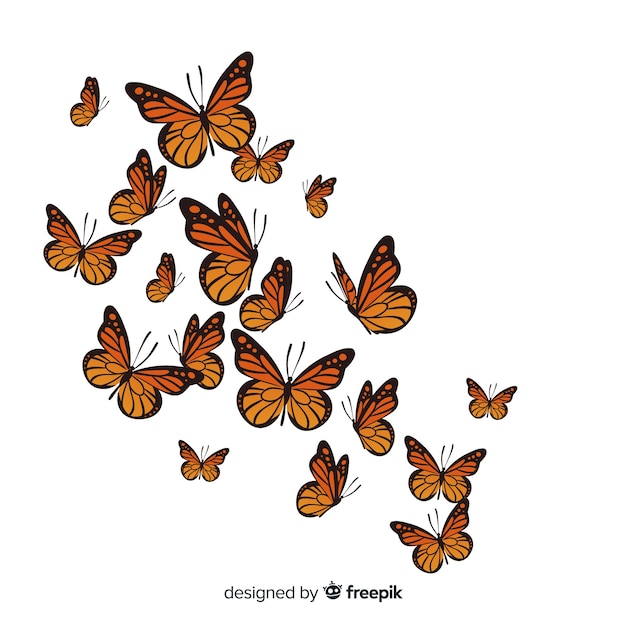 Download Realistic butterflies group flying Vector | Free Download