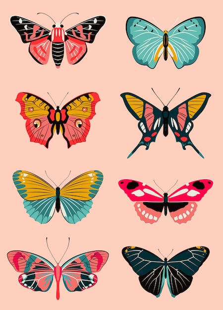 Download Premium Vector | Realistic butterfly and moth collection