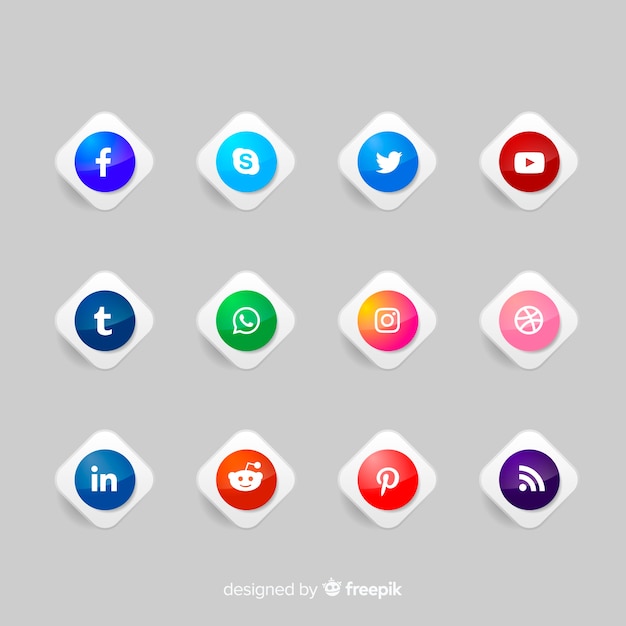 Download Free Realistic Buttons With Social Media Logo Collection Free Vector Use our free logo maker to create a logo and build your brand. Put your logo on business cards, promotional products, or your website for brand visibility.