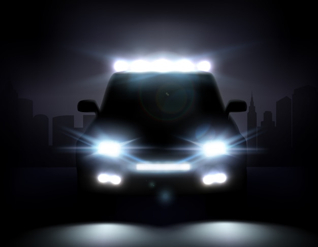 car with lights on