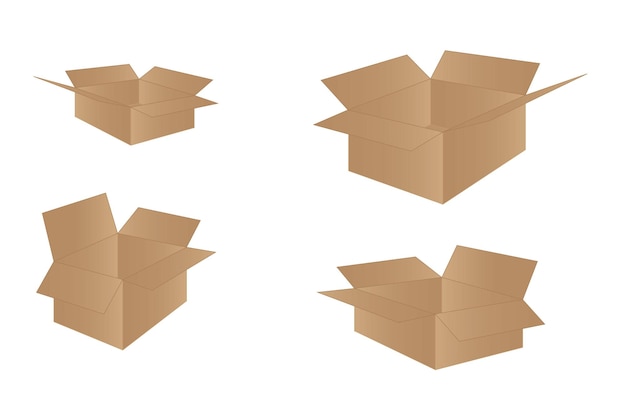 Download Premium Vector Realistic Cardboard Box Set From Side Front And Top View Open Isolated