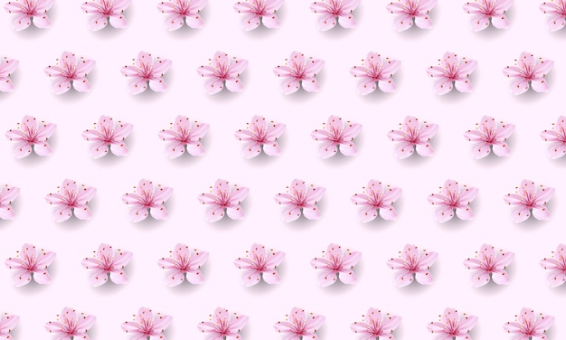 柔らかいバラの背景に現実的な中国のピンクの桜模様 東洋のテキスタイルデザインテンプレート花の花春の背景 3d自然背景イラスト プレミアムベクター