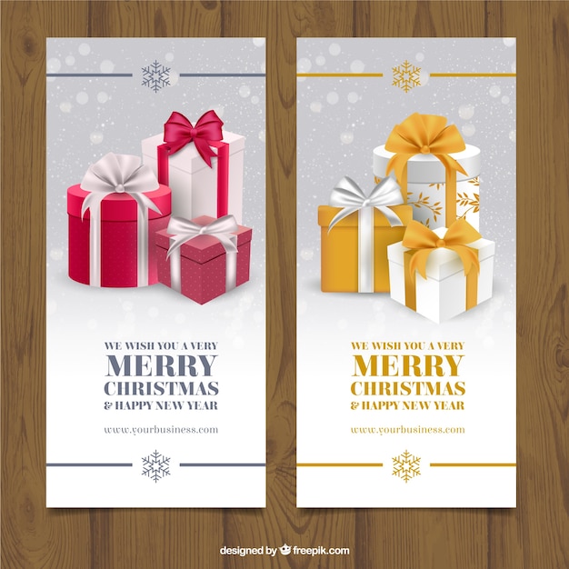 Free Vector | Realistic christmas banner pack