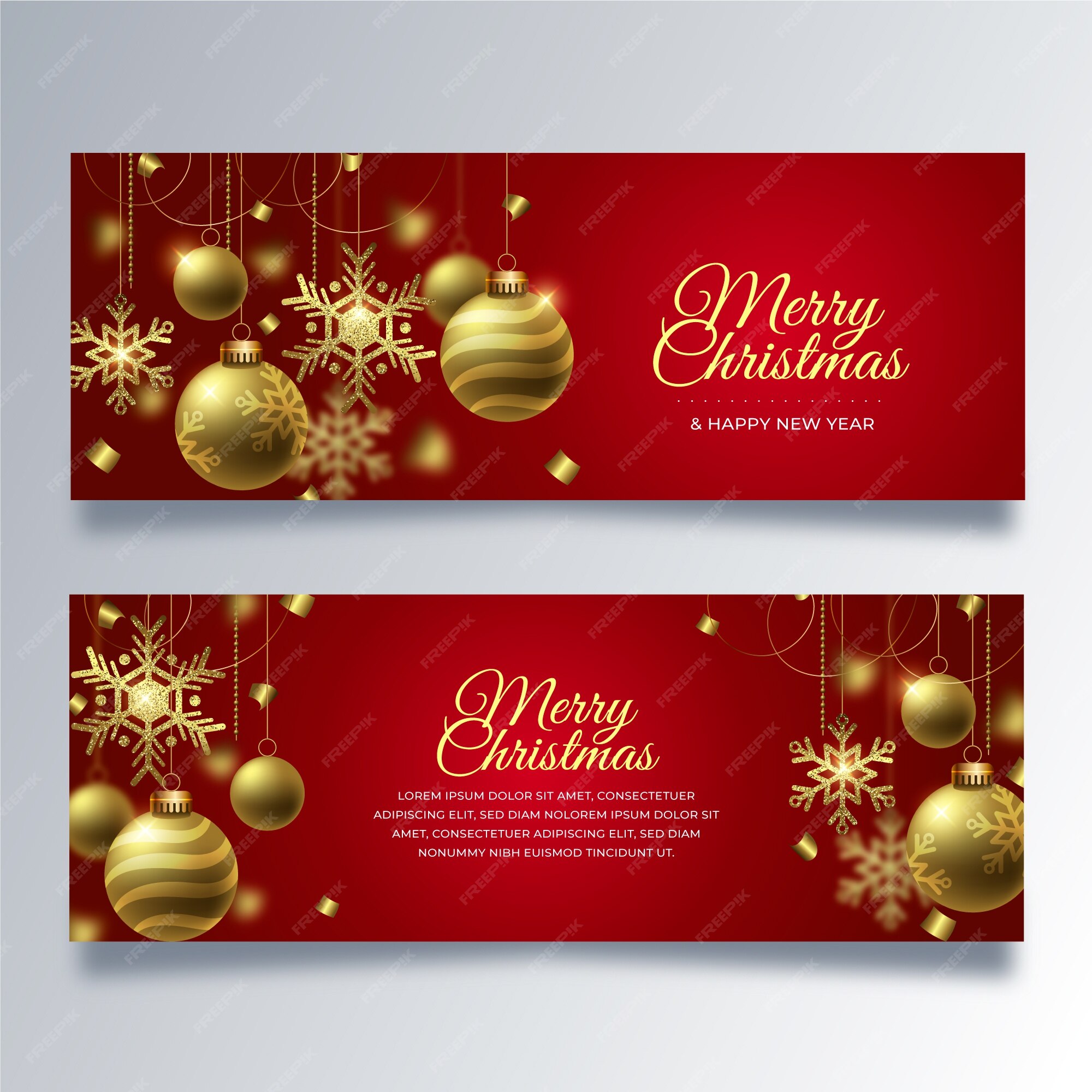 Free Vector | Realistic christmas banners template