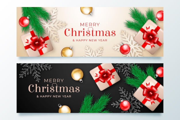 Free Vector | Realistic christmas banners