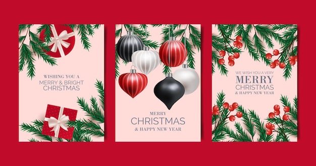 Free Vector | Realistic christmas cards collection