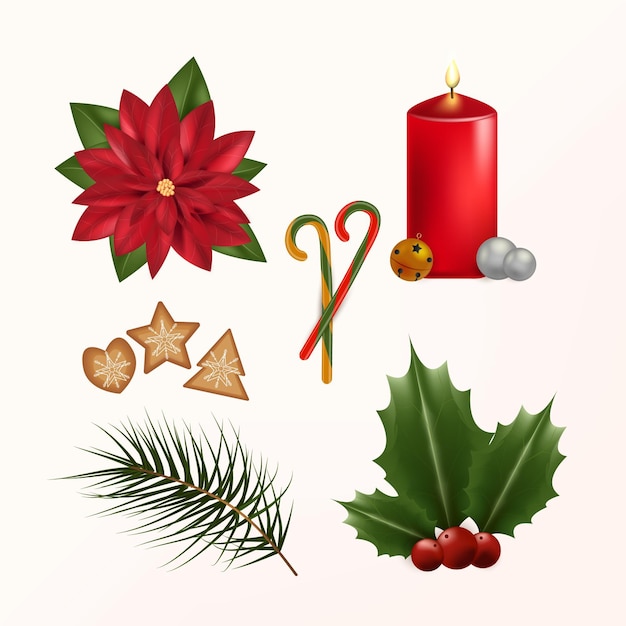 Free Vector | Realistic christmas element collection