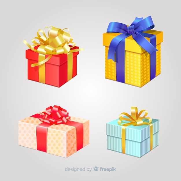 Download Realistic christmas gift box collection Vector | Free Download