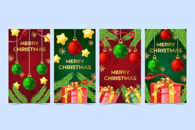 Premium Vector | Realistic christmas instagram stories collection