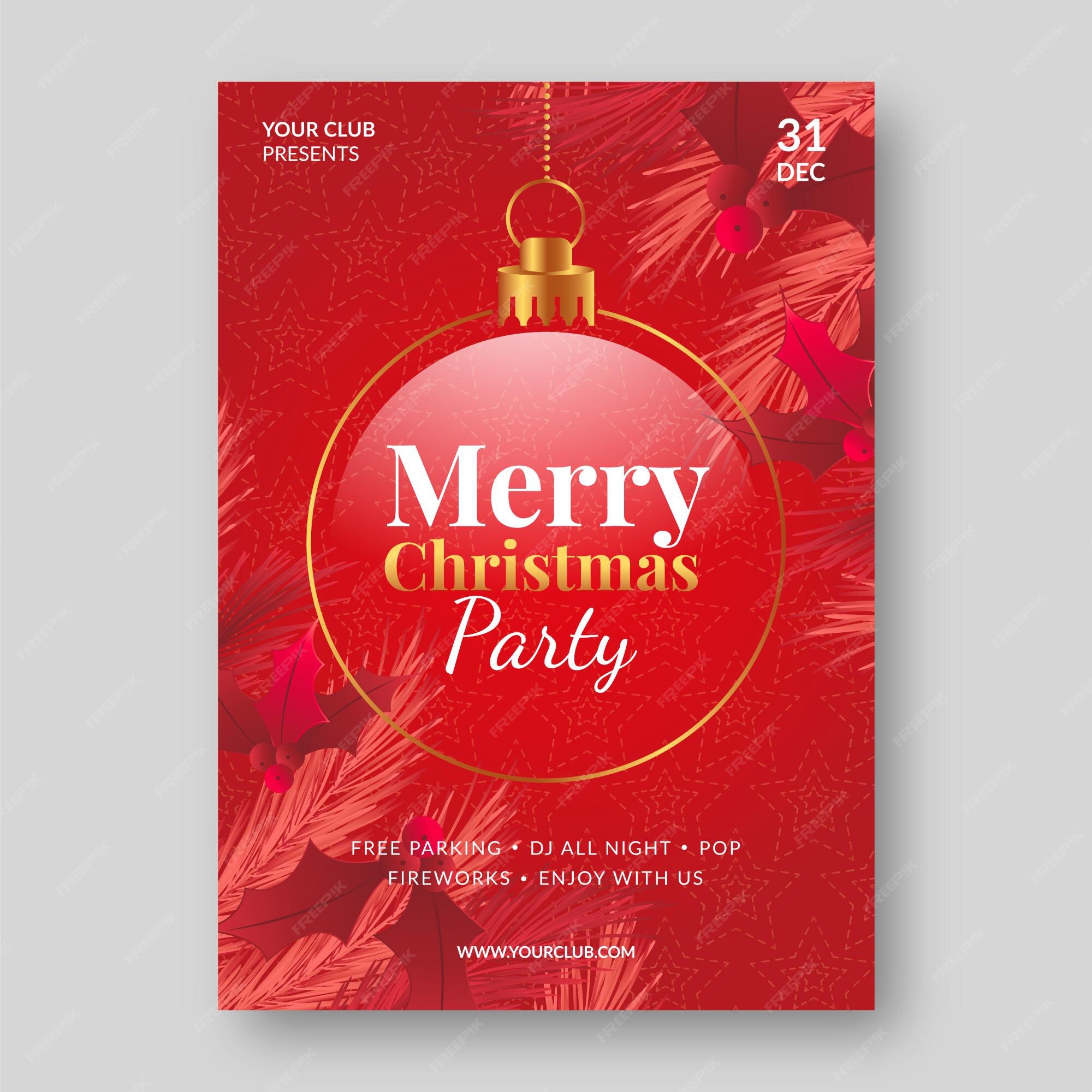 free-vector-realistic-christmas-party-poster-template