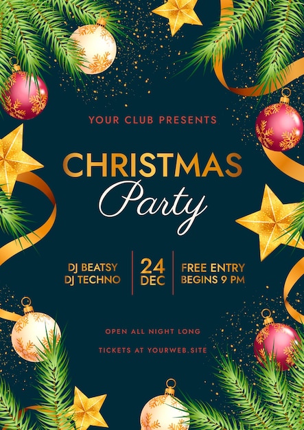 Free Vector | Realistic christmas party poster template
