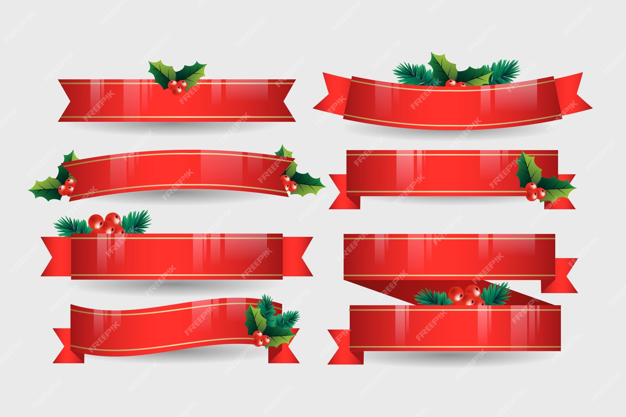 Free Vector | Realistic christmas ribbon collection