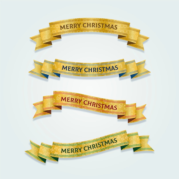 Download Realistic christmas ribbon collection Vector | Free Download