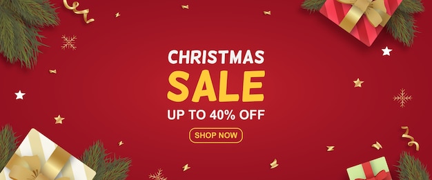 Premium Vector Realistic Christmas Sale Special Offer Banner With
