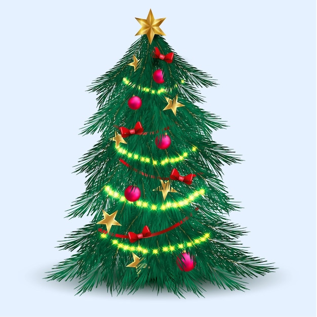リアルなクリスマスツリー 無料のベクター