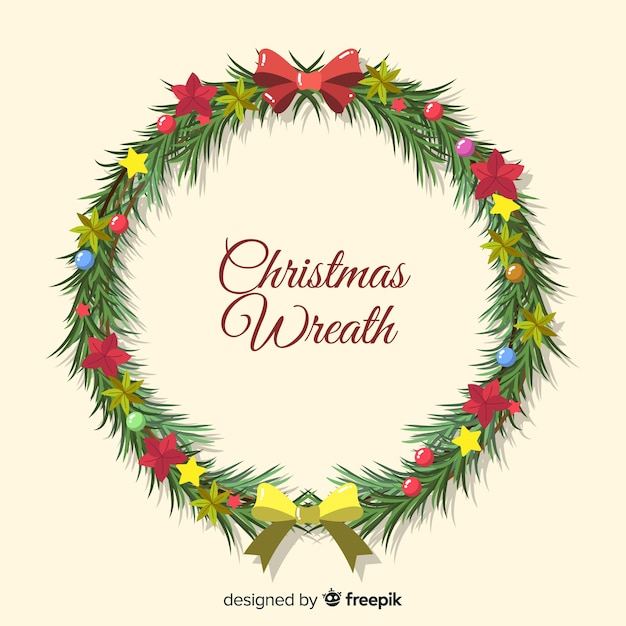 Free Vector | Realistic christmas wreath with bow