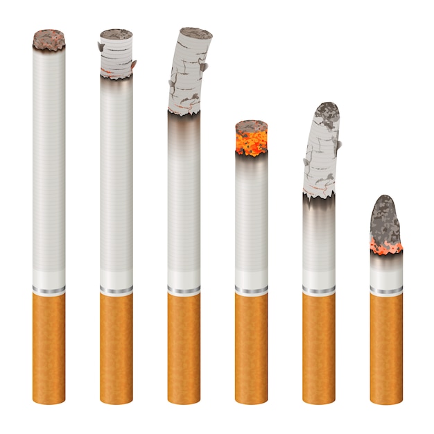 Free Vector Realistic Cigarettes Set Stages Of Burn 0697