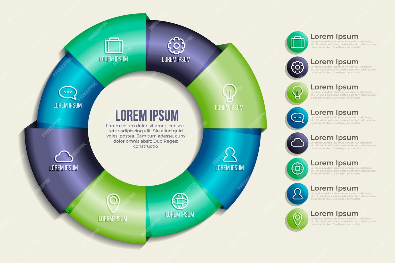 Free Vector Realistic Circular Diagram Infographic Template 6931