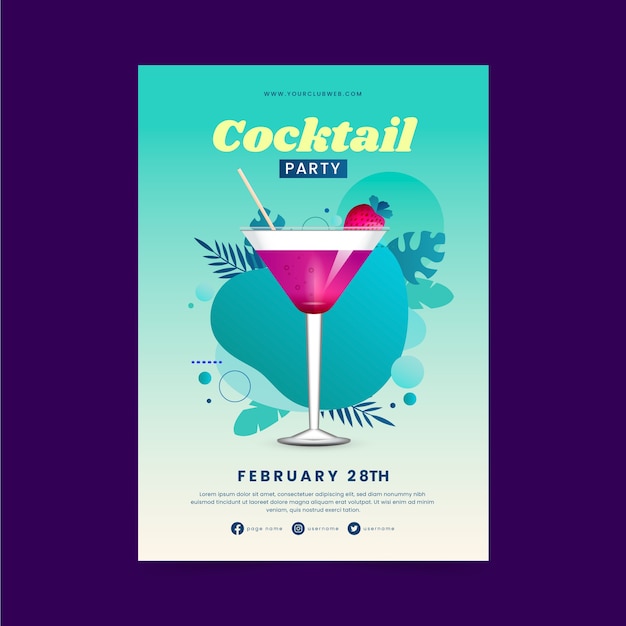 Free Vector | Realistic cocktail flyer