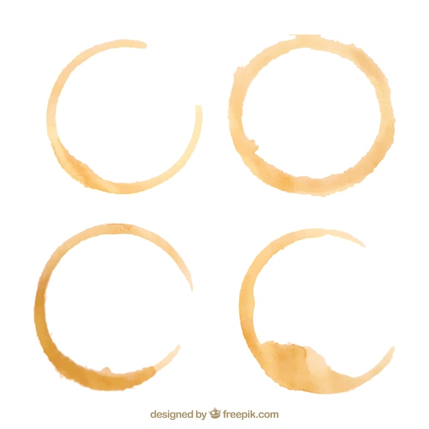 Realistic coffee cup stain collection Free Vector