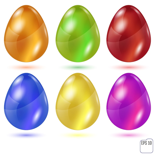 Premium Vector | Realistic colored glasses easter eggs