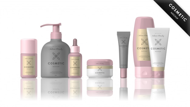 Download Realistic cosmetic brand mockup set | Premium Vector