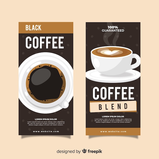 Realistic cup of coffee banner Vector | Free Download