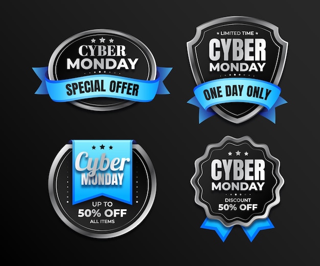 Free Vector Realistic Cyber Monday Sale Badges Collection