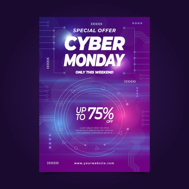 Free Vector | Realistic Cyber Monday Vertical Poster Template