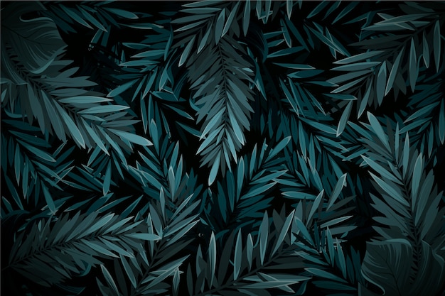 Free Vector | Realistic dark tropical leaves background