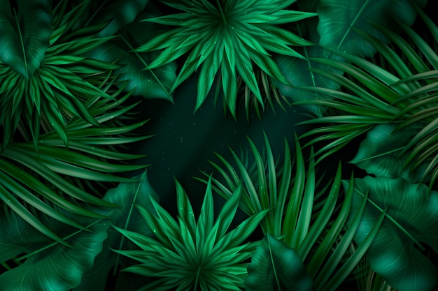 Free Vector | Realistic dark tropical leaves background