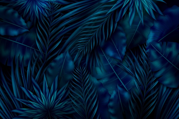 Free Vector | Realistic dark tropical leaves background