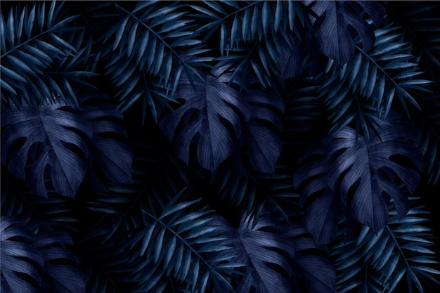 Realistic dark tropical leaves wallpaper Vector | Free Download