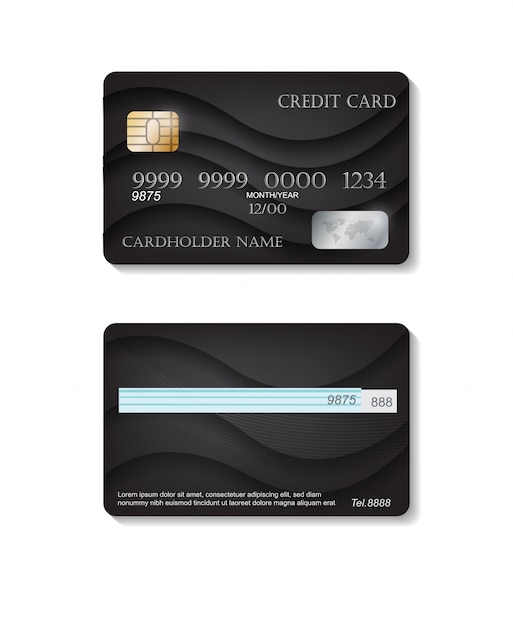 Realistic Detailed Credit Cards Set With Black Abstract