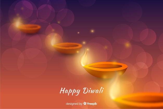 Realistic diwali background with gradient Free Vector